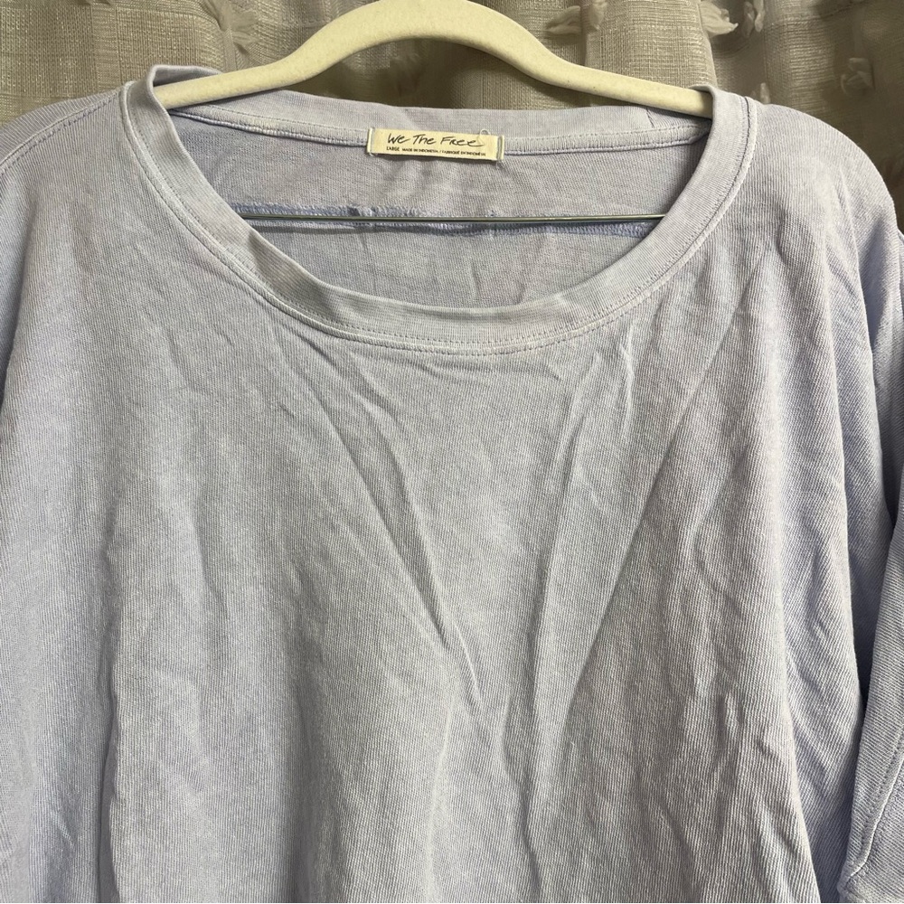 Free People We The Free Light Blue Oversized Crop Top - Picture 4 of 8